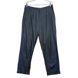 Whistles‎ Womens High-Rise Lined Wide Leg Pleated Cuffed Trousers Grey Size 8